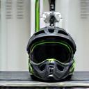 Cycle helmet undergoing impact testing in a lab setting